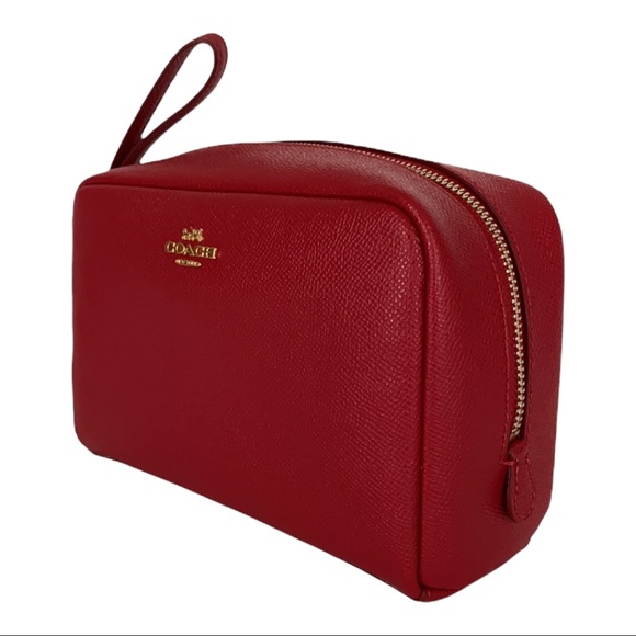 Coach Red Leather Boxy Cosmetic Case 20 - Picture 12 of 13